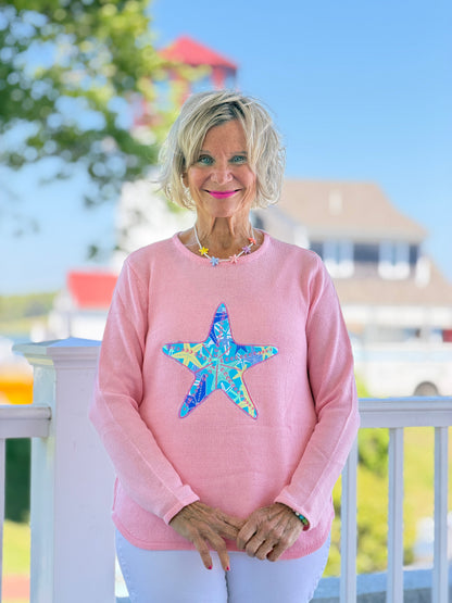 BEACH CLUB PINK STARFISH SWEATER