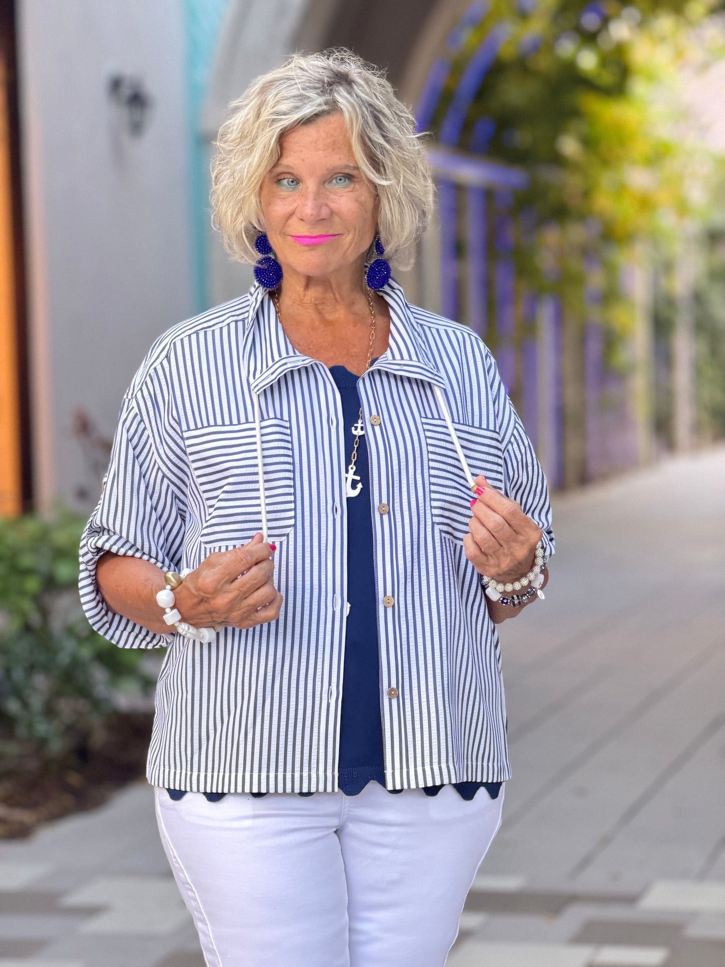 FRENCH RIVIERA NAVY SEERSUCKER JACKET