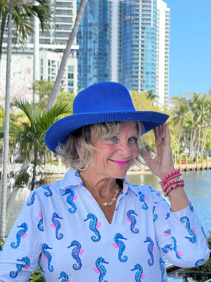 LULU B SHORELINE CHARM 3/4 SLEEVE V-NECK COLLAR SHIRT