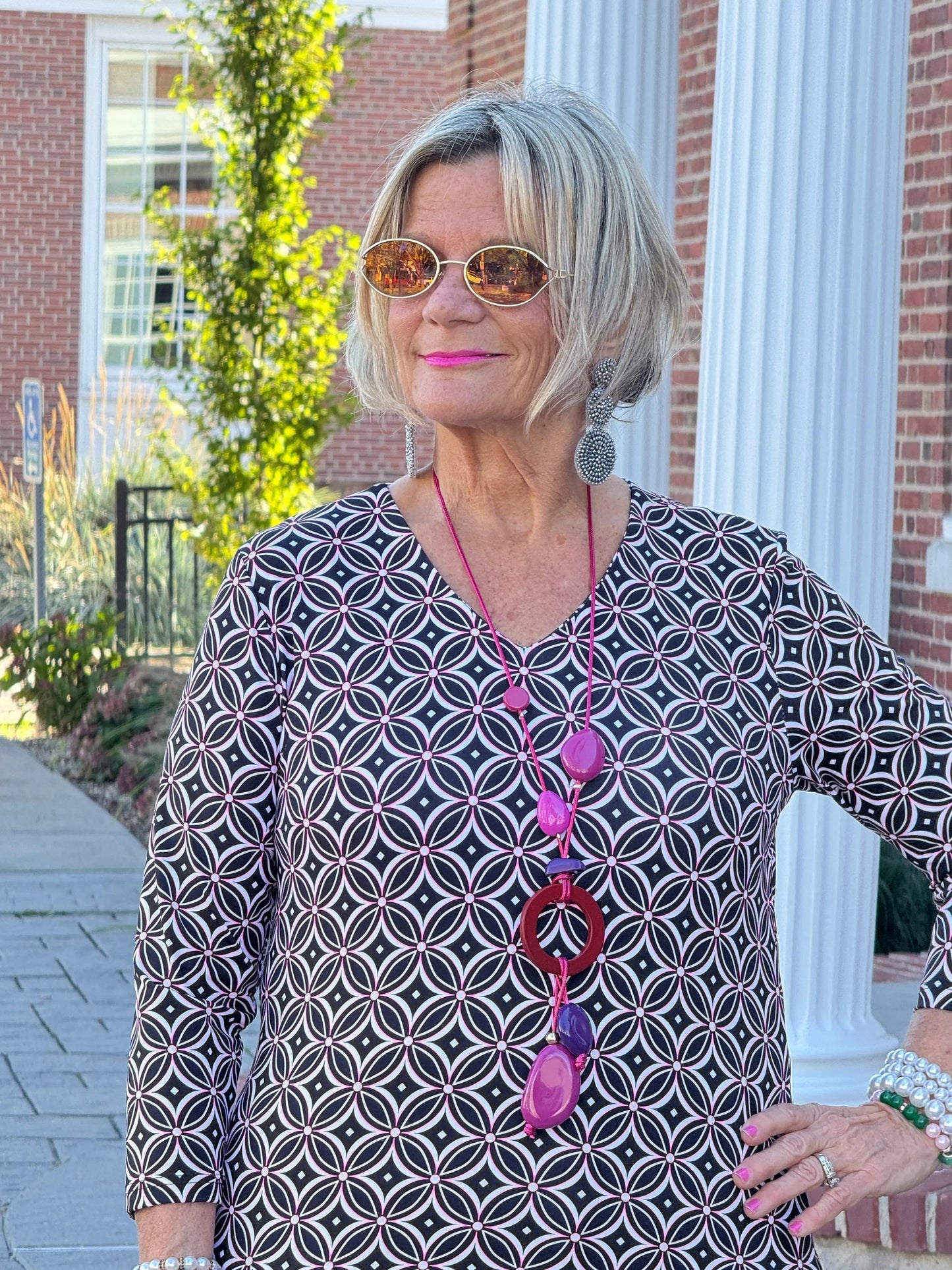 Lulu B  Harbor Diamond V Neck Top
