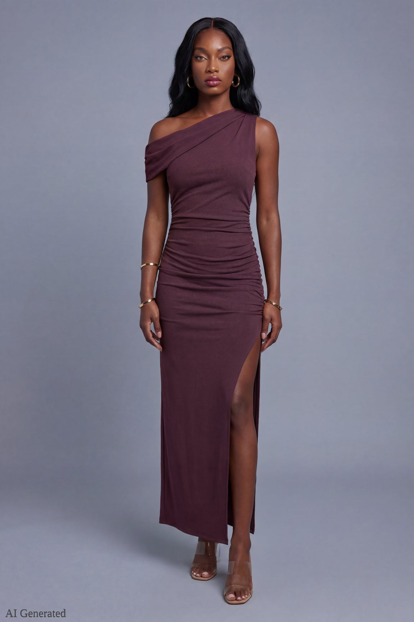 Off Shoulder Ruched Maxi Dress