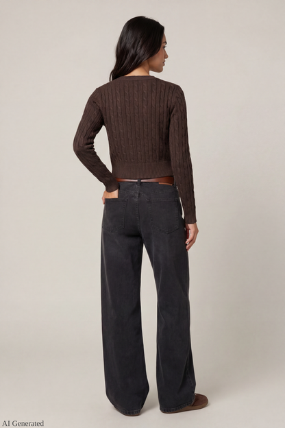 Cable Knit Button-Up Cardigan