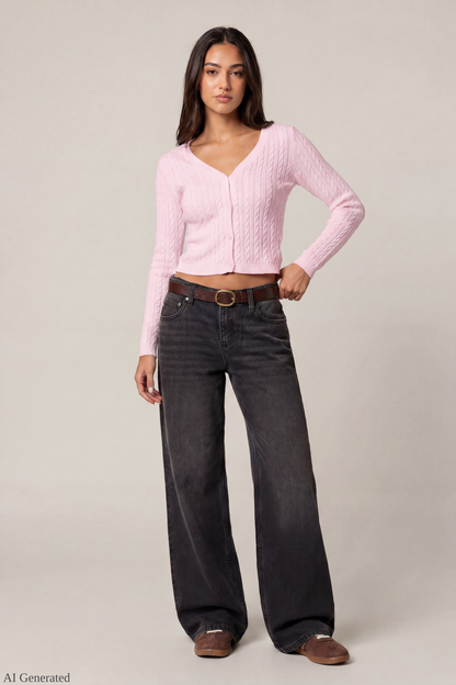 Cable Knit Button-Up Cardigan