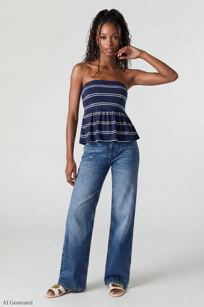 Striped Babydoll Tube Top