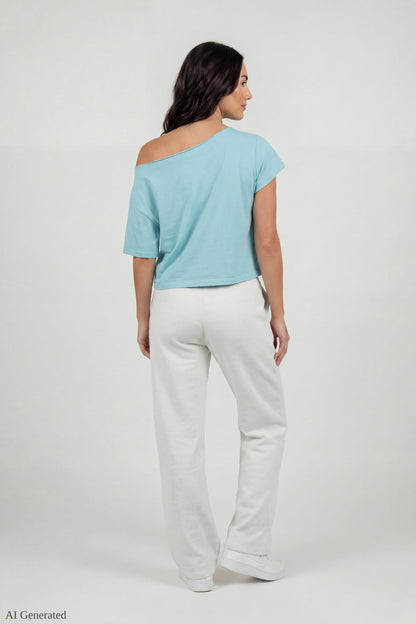Off-Shoulder Summer Graphic T-Shirt