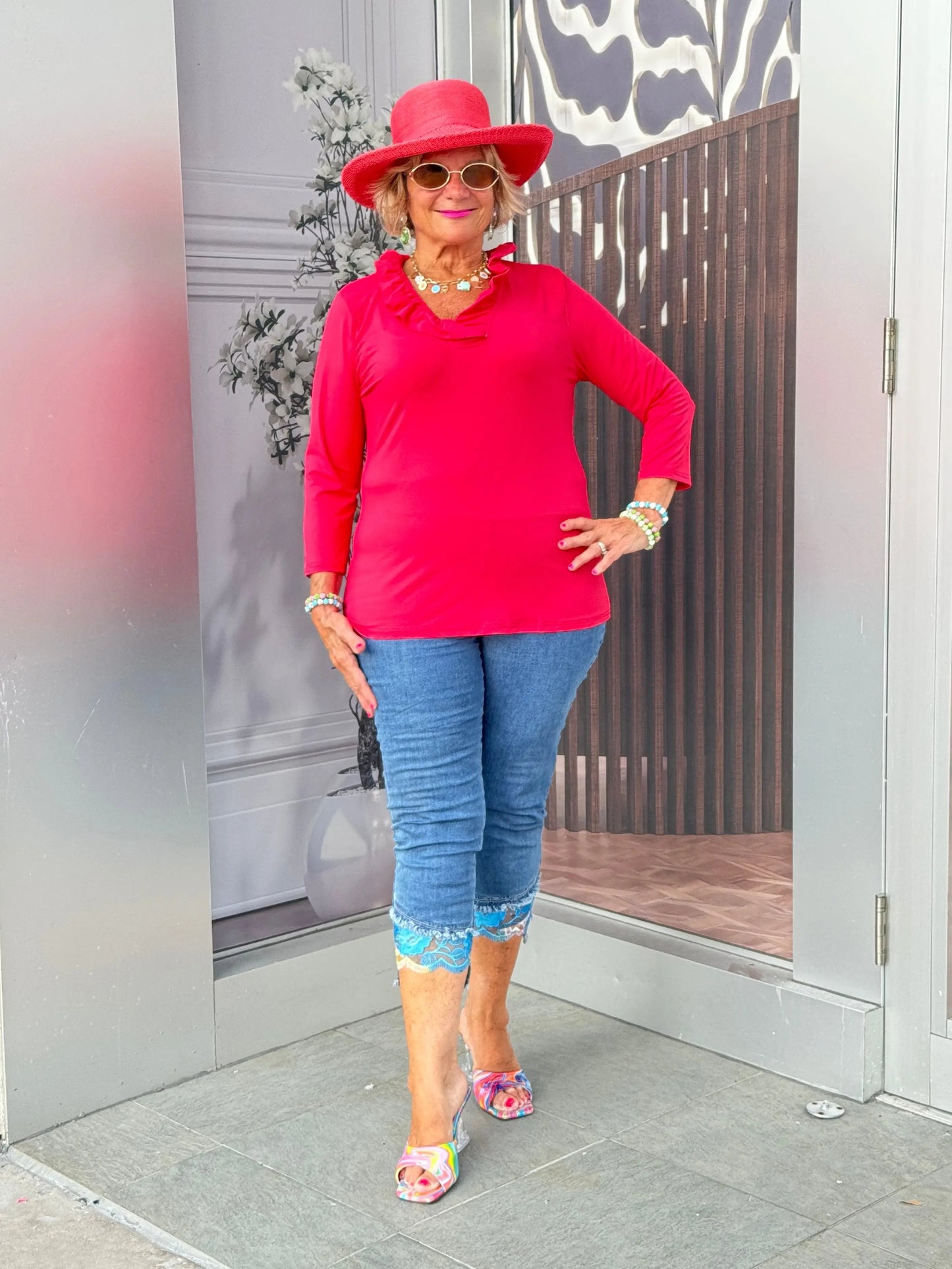 LULU-B STRAWBERRY RUFFLE TOP