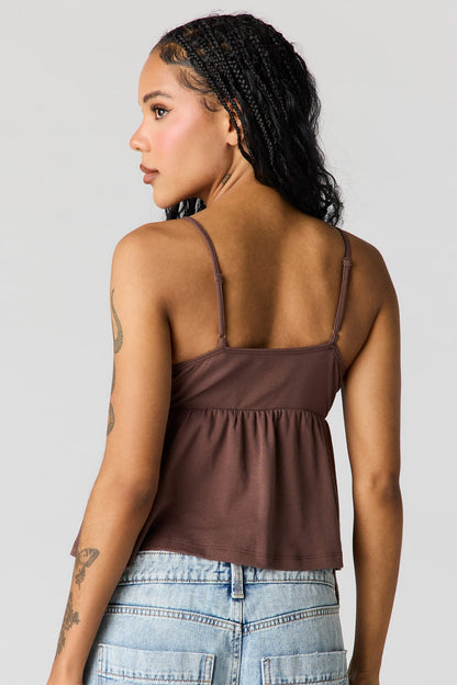 Surplice Lace Trim Babydoll Tank