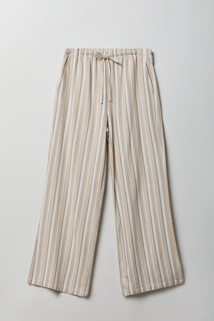 Linen-Blend Flowy Wide Leg Pant