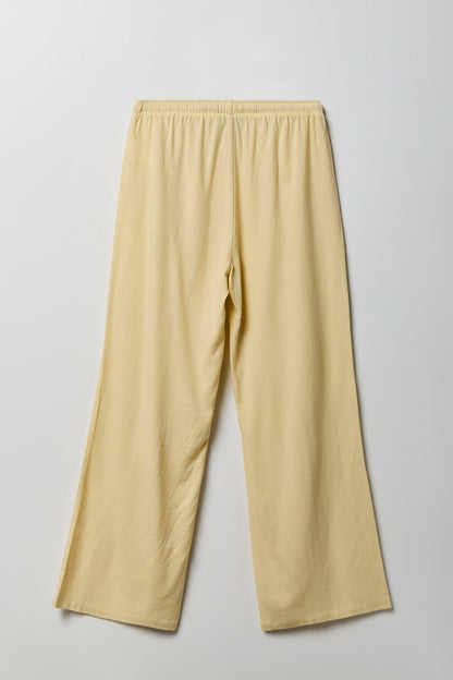 Linen-Blend Flowy Wide Leg Pant