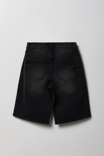 Stretch Low Rise Washed Black Jort