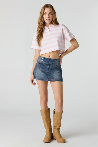 Low Rise Denim Micro Skort