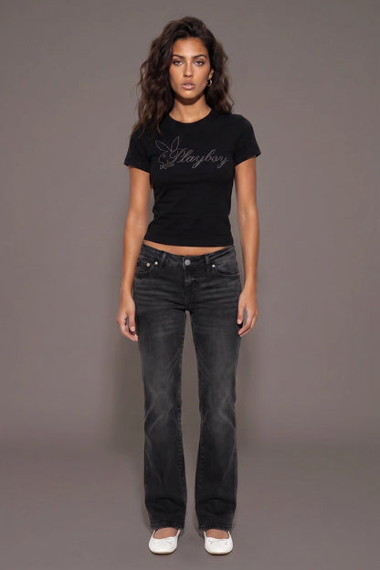 Soft Contour Playboy Rhinestone T-Shirt