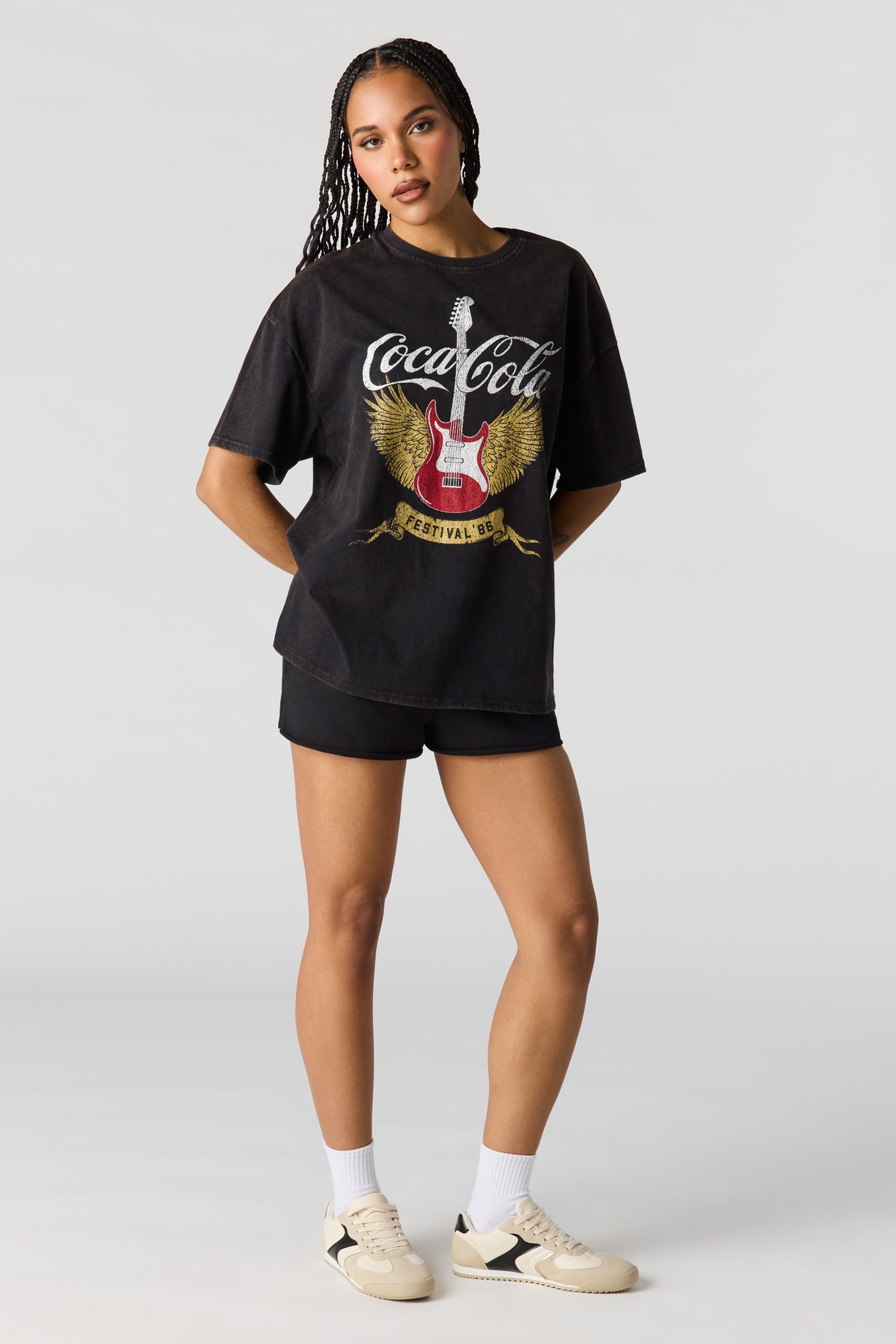 Oversized Coca-Cola Graphic Washed T-Shirt