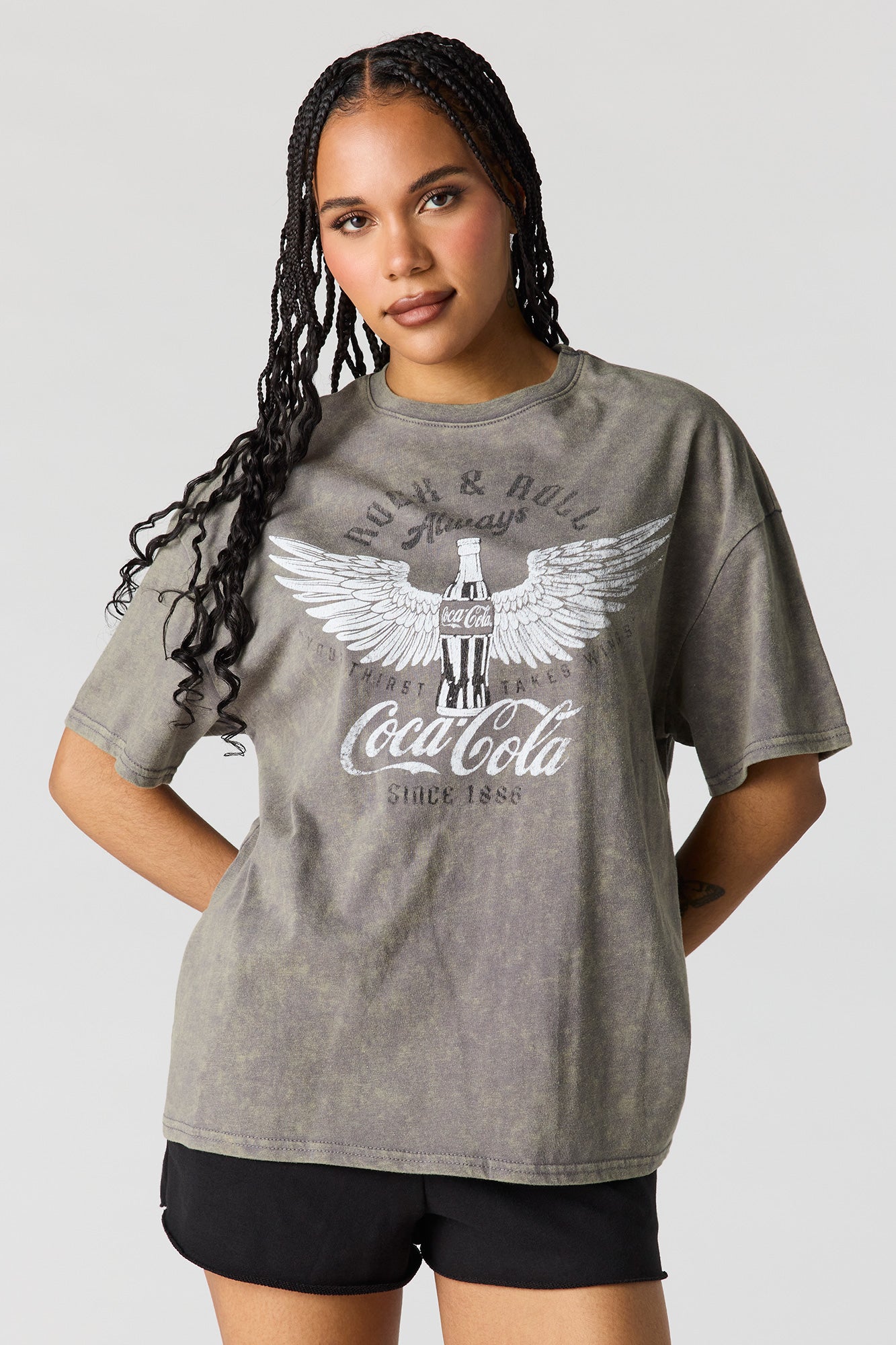 Oversized Coca-Cola Graphic Washed T-Shirt