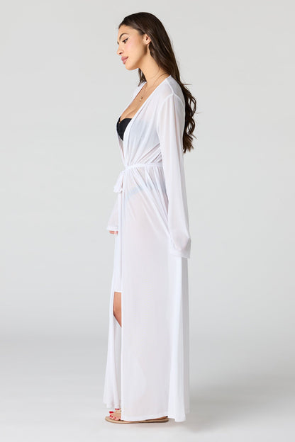 Self Tie Maxi Swim Cover Up Kimono