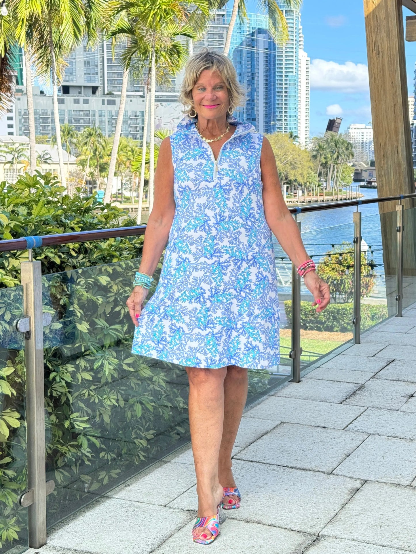 LULU B CORAL BREEZE ZIPPER SWING DRESS