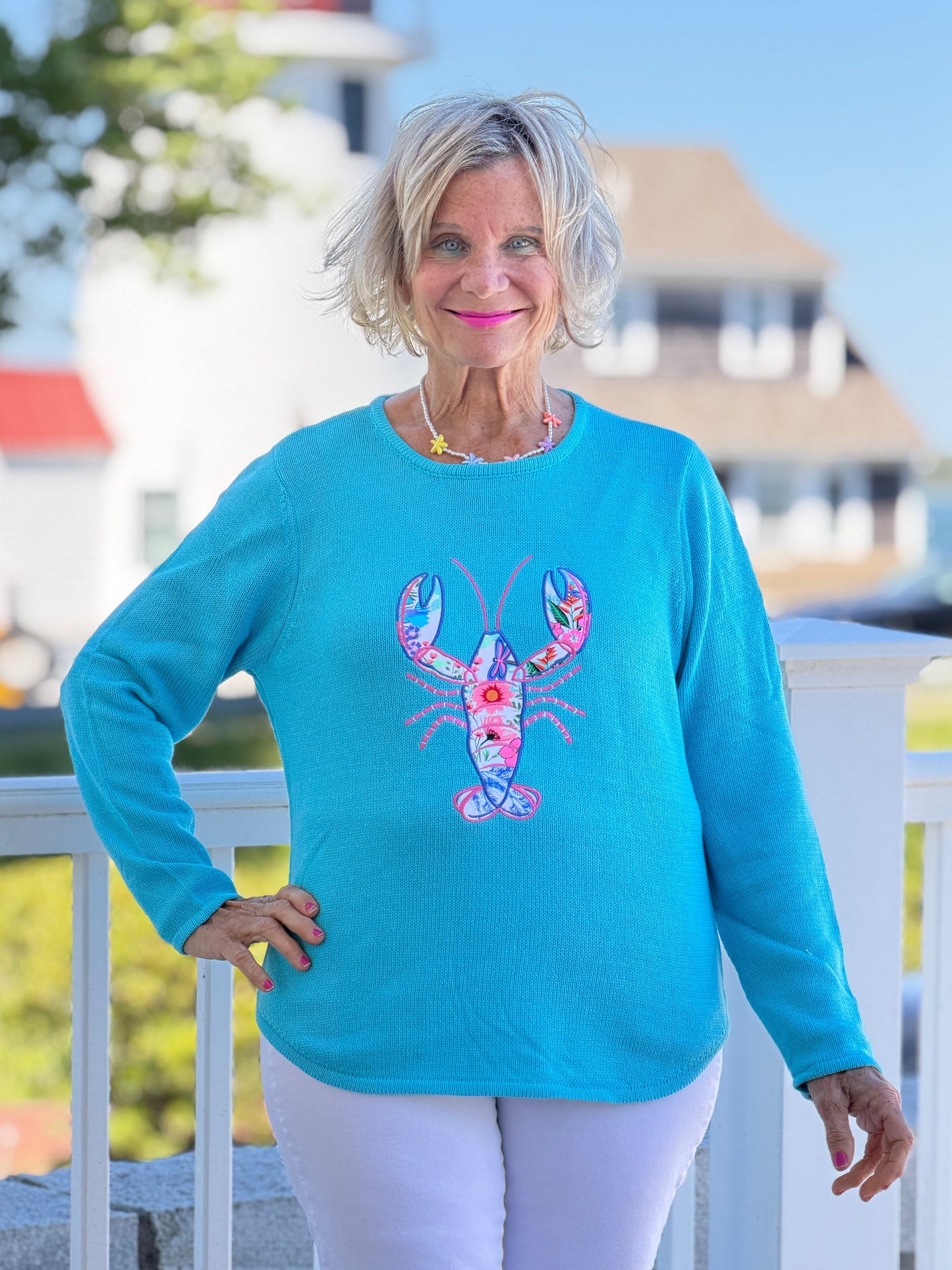 BEACH CLUB AQUA LOBSTER SWEATER