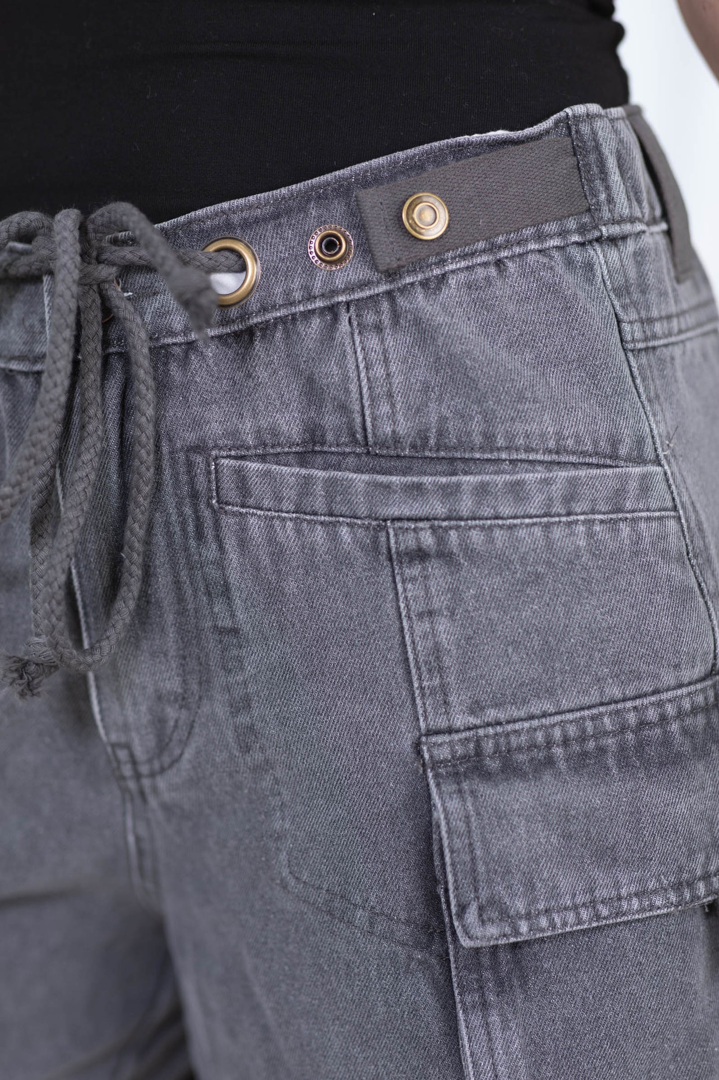 Charcoal Vintage Washed Cotton Cargo Shorts