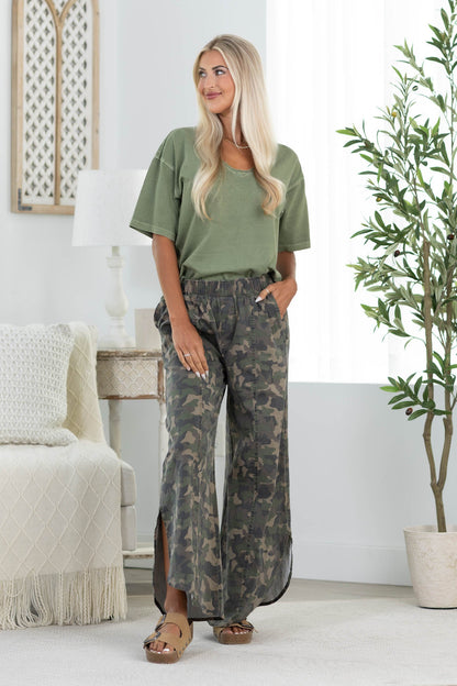 Camo Tulip Hem Relaxed Fit Pants