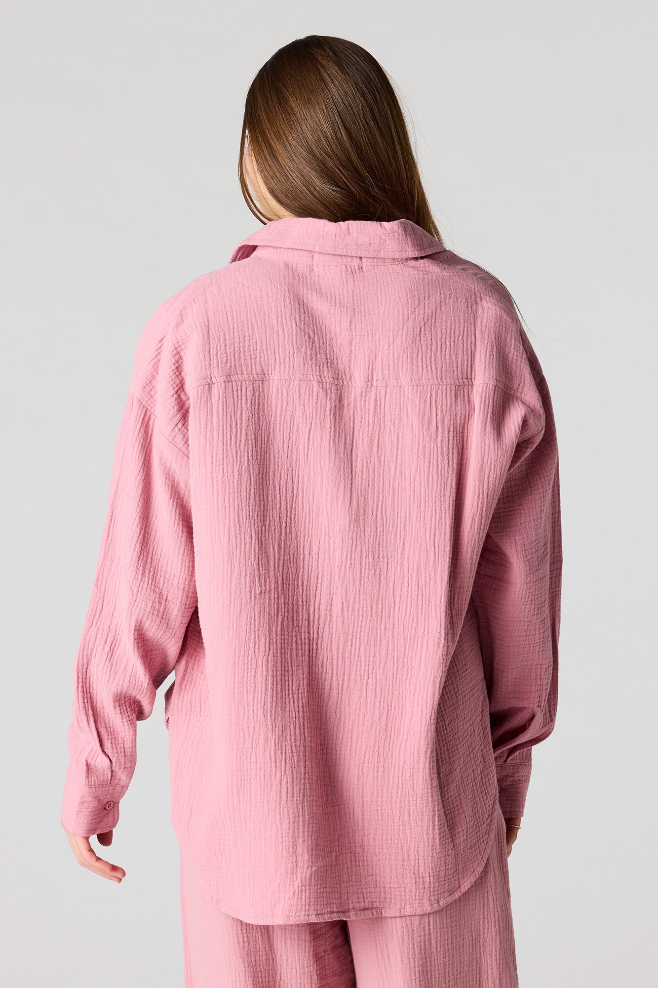 Textured Oversized Button-Up Top