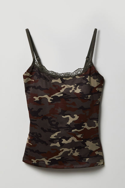 Luxe Heavy Contour Braless Lace Trim Tank