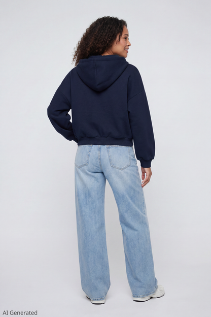 Fleece Boxy Zip Hoodie