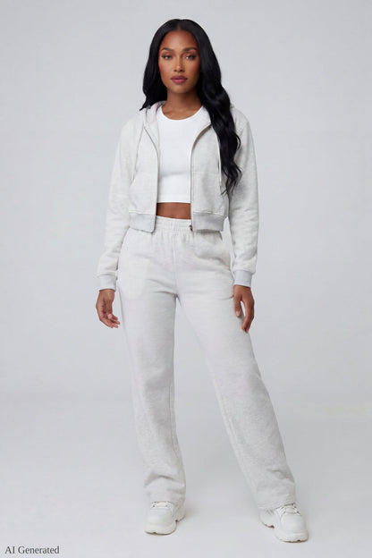 Fleece Cropped Zip Hoodie