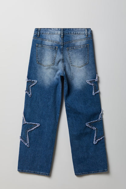 Low Rise Patch Baggy Denim Jean