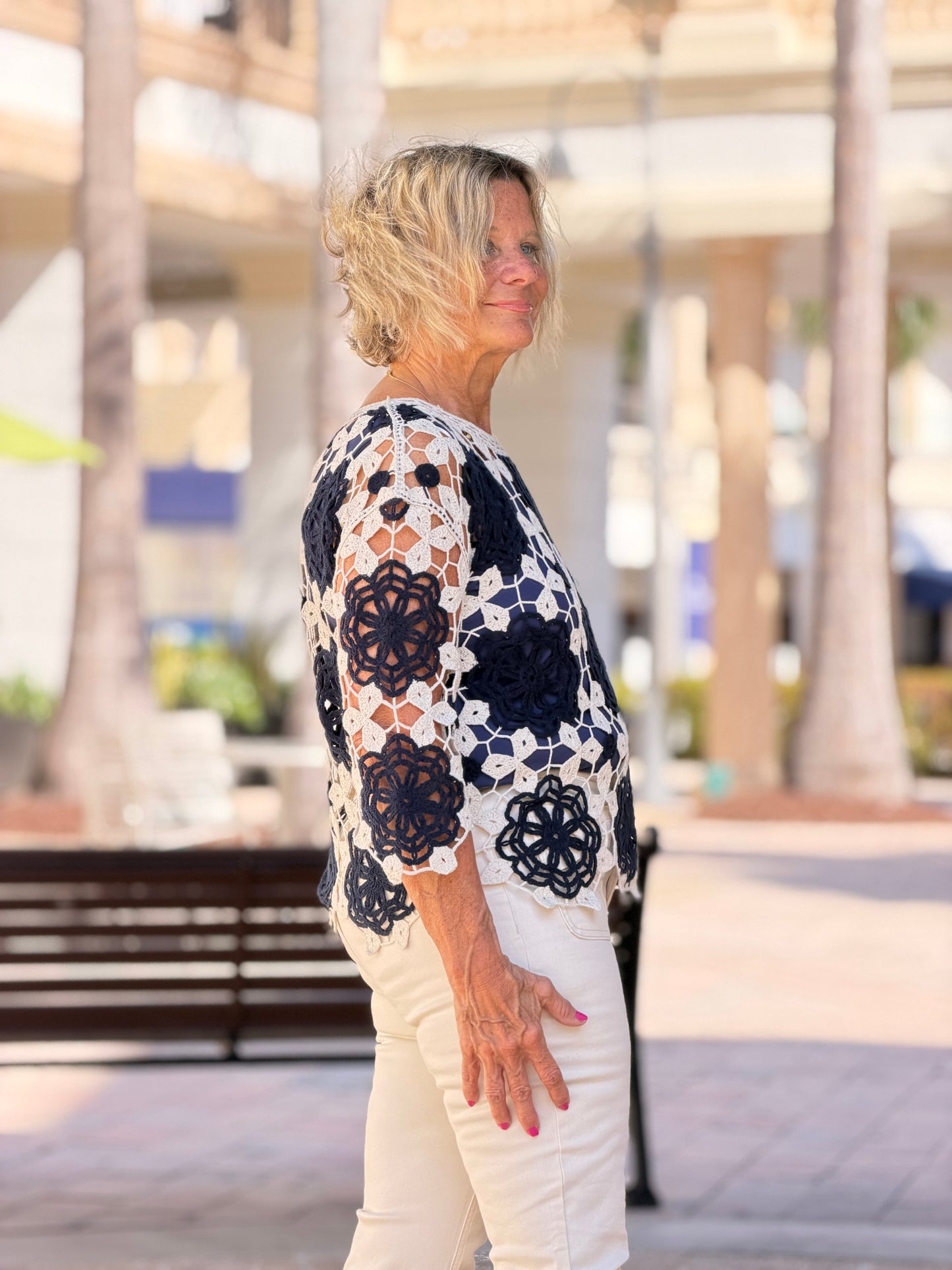 Flare Twill Pants With Bow Patch Pockets