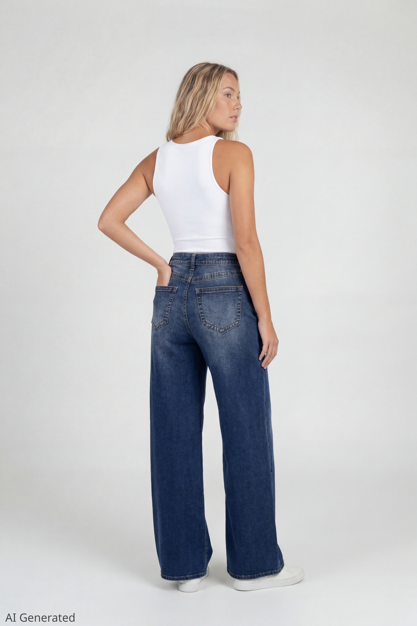 Soho Stretch Mid Rise Super Baggy Dark Jean