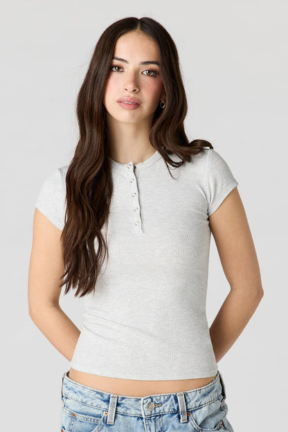Ribbed Classic Henley Top