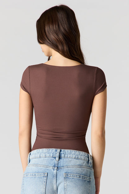 Contour Ribbed Square Neck Short Sleeve Bodysuit
