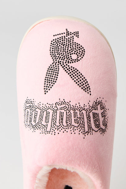 Playboy Rhinestone Faux Fur Slipper