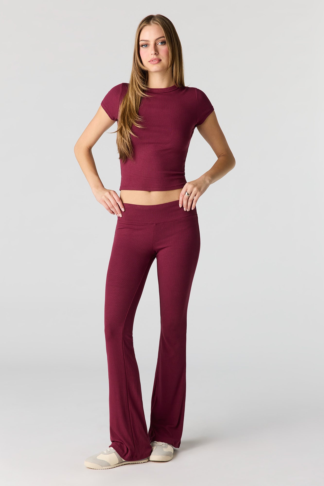Soft Ribbed T-Shirt & Flare Pant Set
