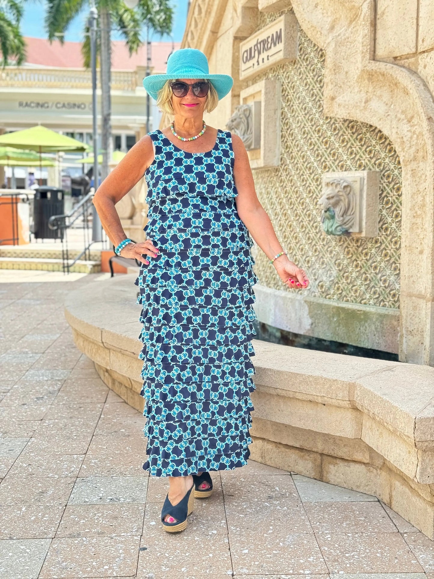 BLUE MEDALLION CHA CHA MAXI DRESS