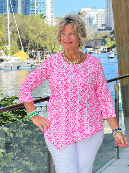 LULU B TROPIC PETALS ASYMMETRIC TOP