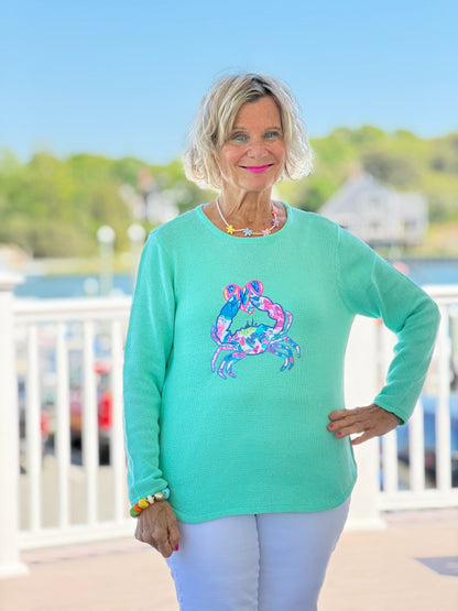 BEACH CLUB SEAFOAM CRAB SWEATER