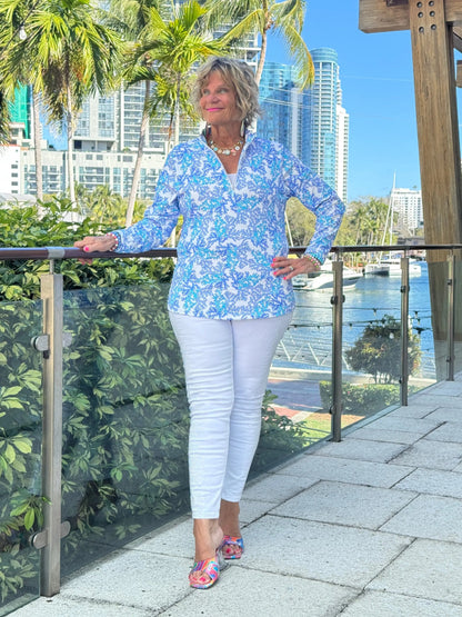 LULU B CORAL BREEZE ZIPPER TOP