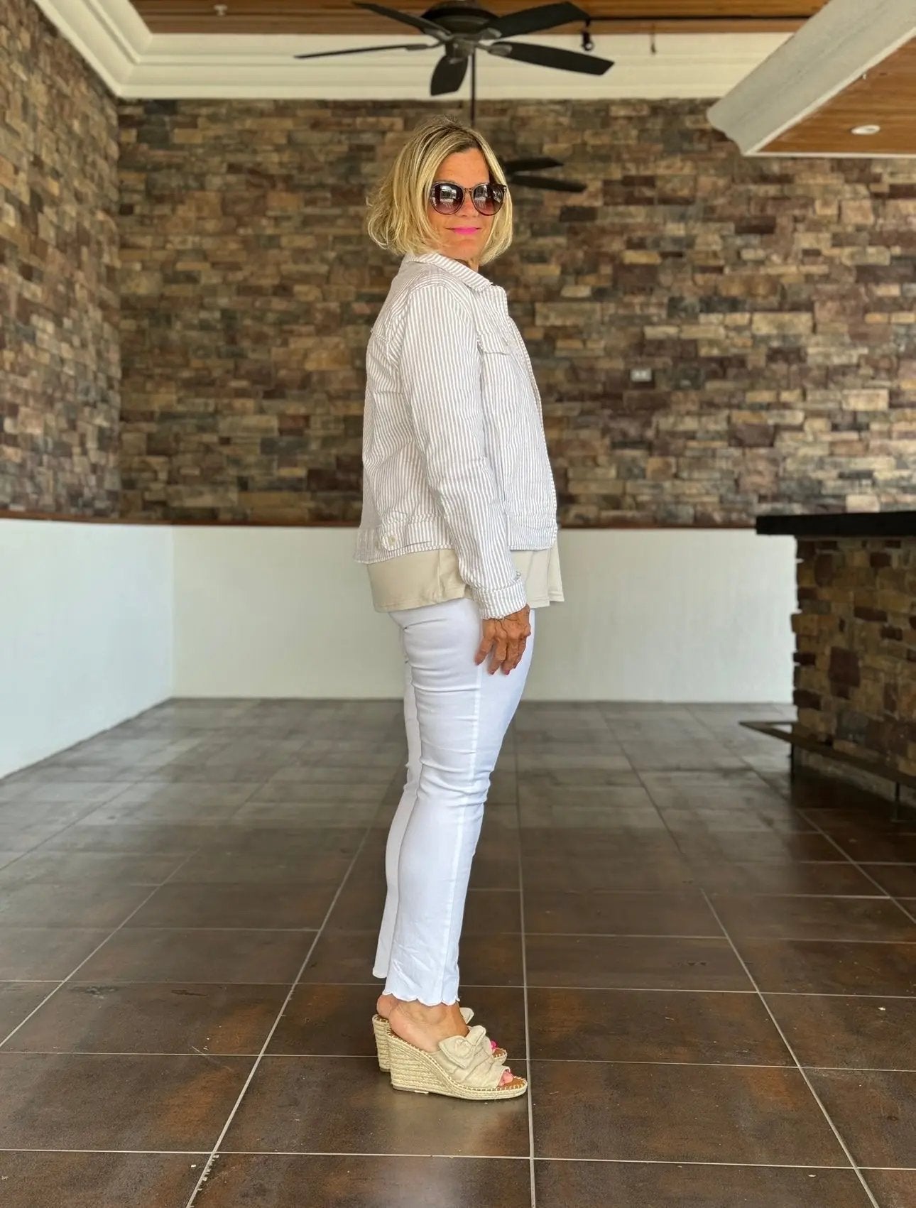 LULU B  STONE SEERSUCKER JACKET
