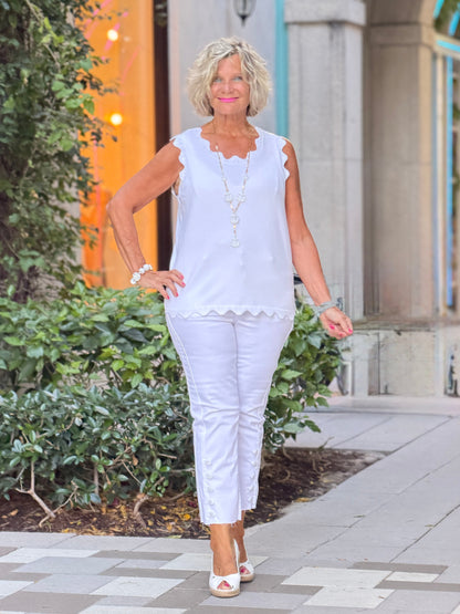 FRENCH RIVIERA WHITE SCALLOP TANK