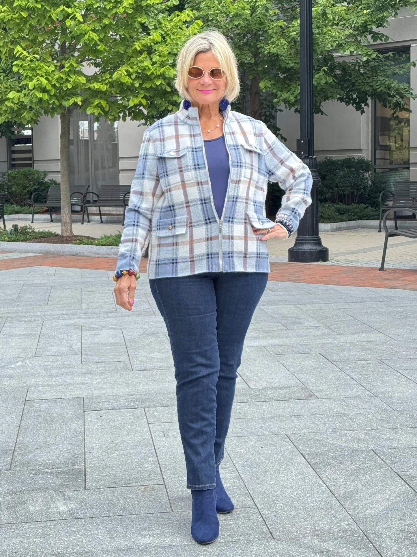 Cozy Plaid Full zipper jacket