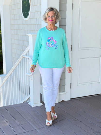 BEACH CLUB SEAFOAM CRAB SWEATER