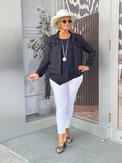 LULU B BLACK LINEN JACKET