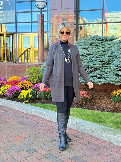 LULU-B CHARCOAL CASHMERE CARDIGAN