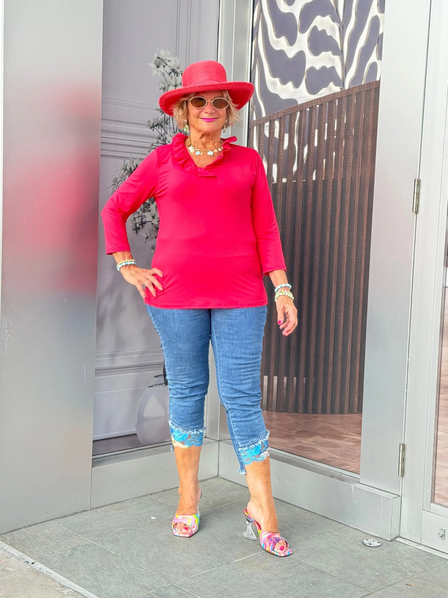 LULU-B STRAWBERRY RUFFLE TOP