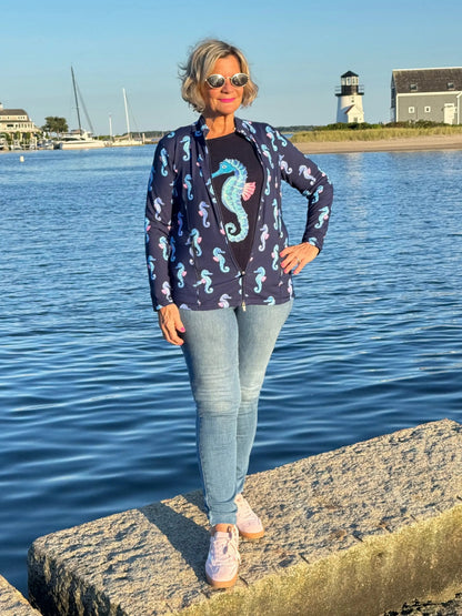 LULU-B NAVY SEAHORSE SWEATER