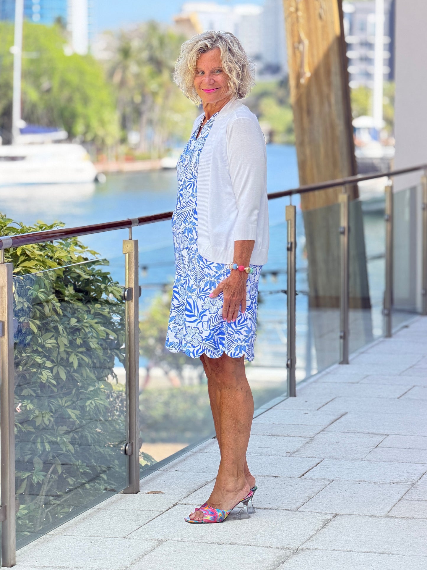 LULU B HIBISCUS COAST SCALLOP DRESS
