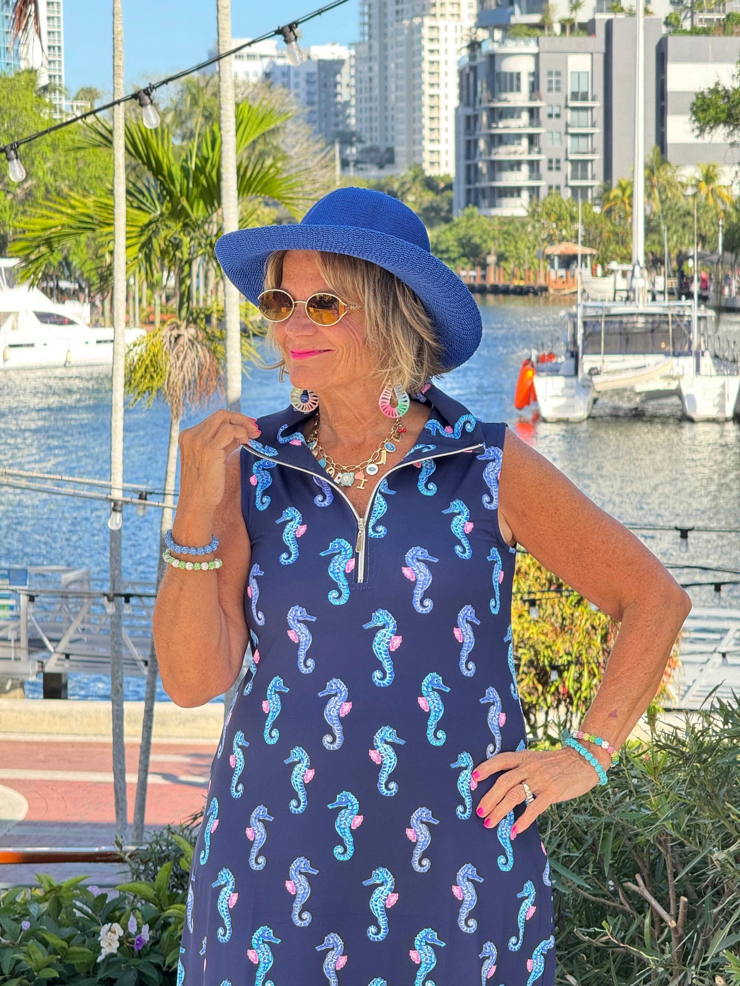 LULU B MIDNIGHT REEF ZIPPER SWING DRESS