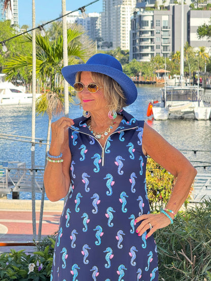 LULU B MIDNIGHT REEF ZIPPER SWING DRESS