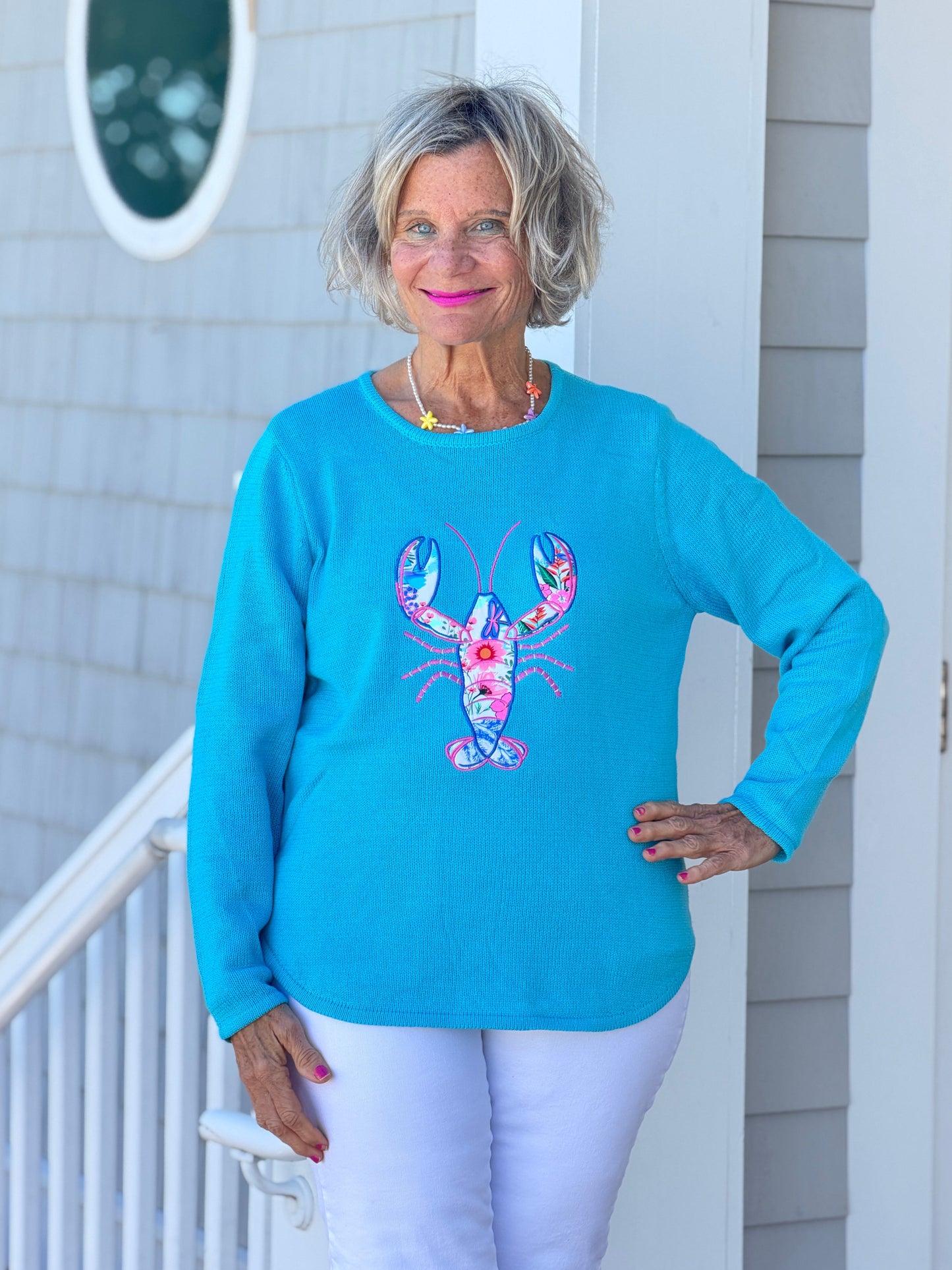 BEACH CLUB AQUA LOBSTER SWEATER